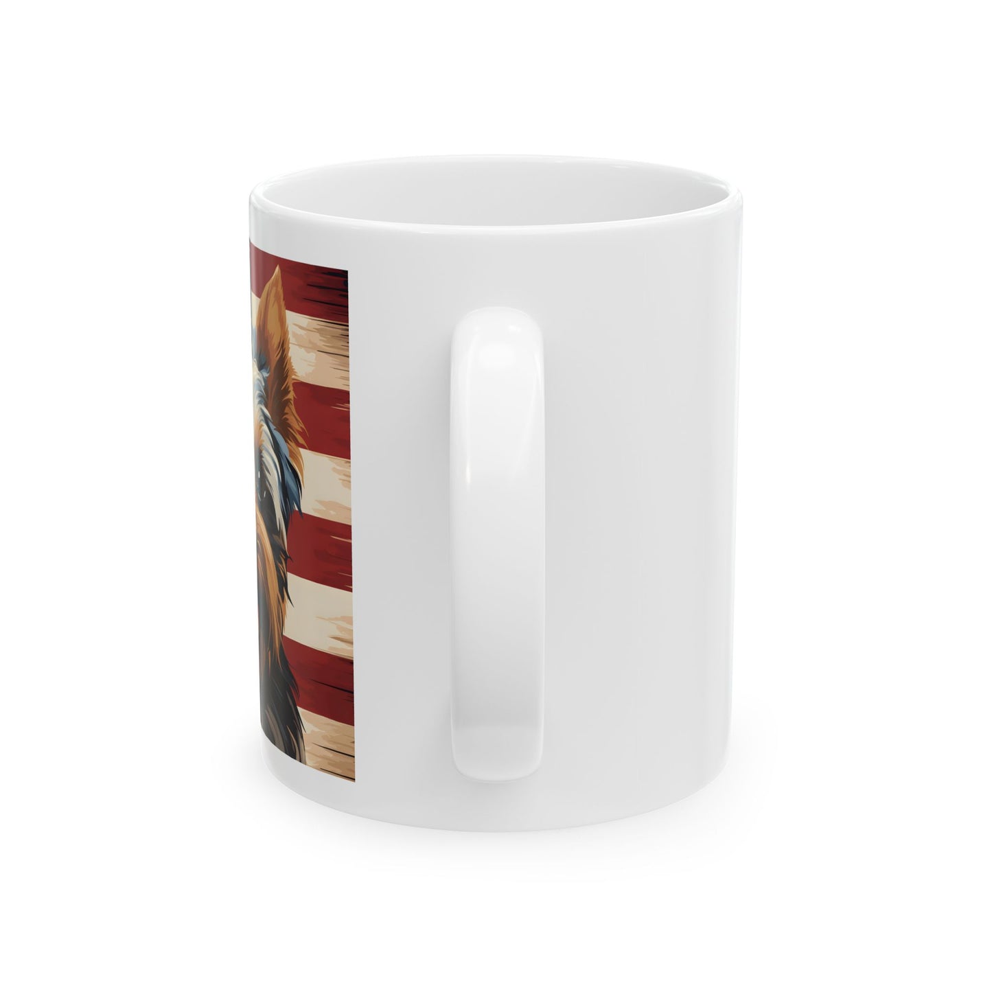 Patriotic Yorkshire Terrier Ceramic Mug, (11oz)