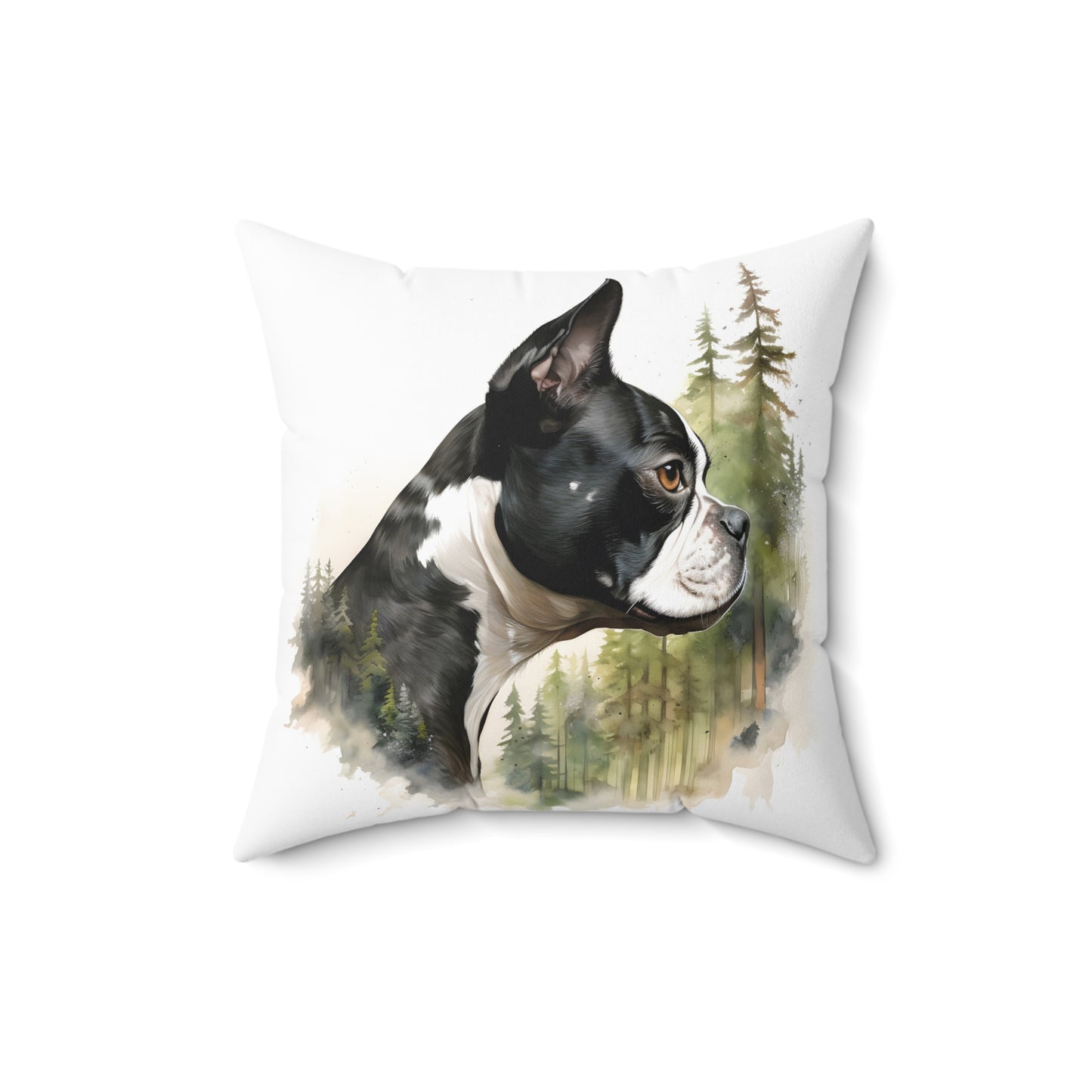 Watercolor Boston Terrier Accent Pillow