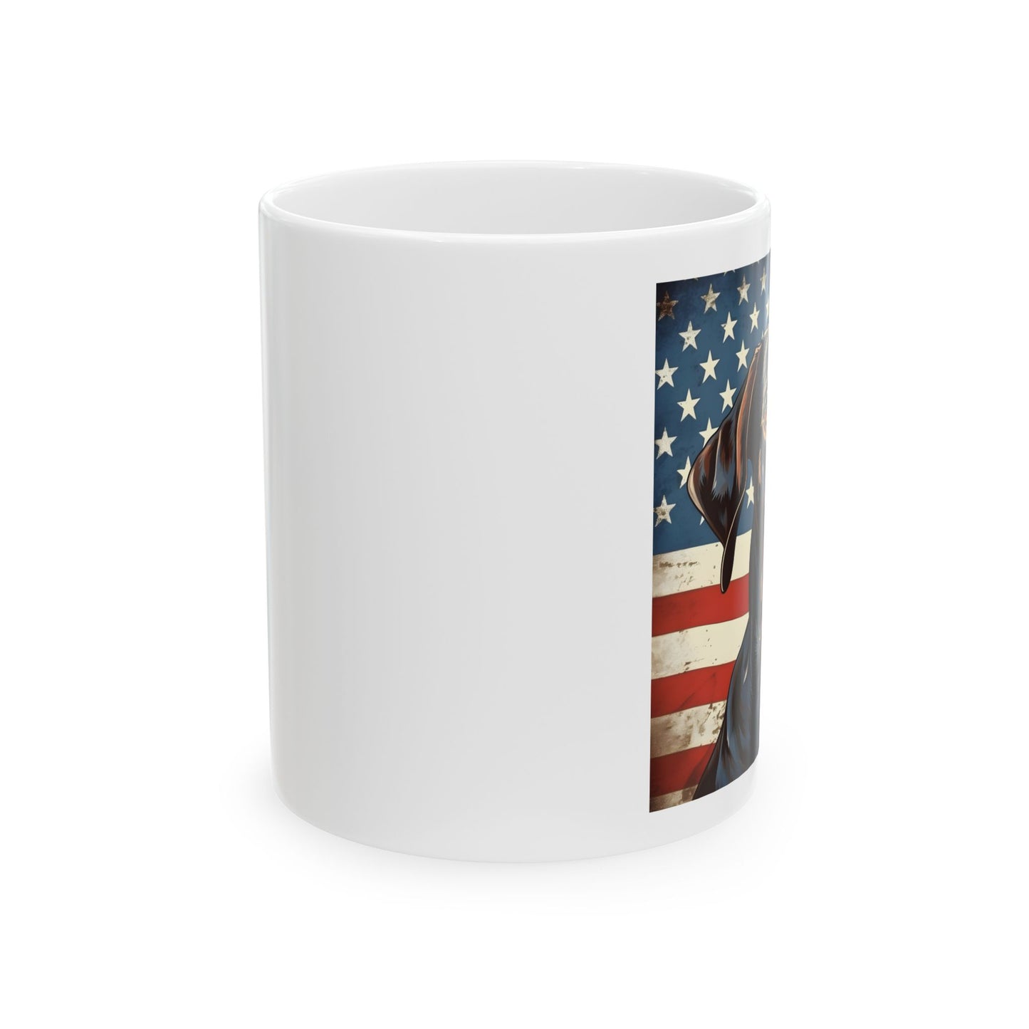 Patriotic German Shorthaired Pointer Ceramic Mug, (11oz)