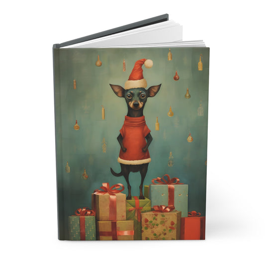 Quirky Christmas Dog - Hardcover Journal Notebook