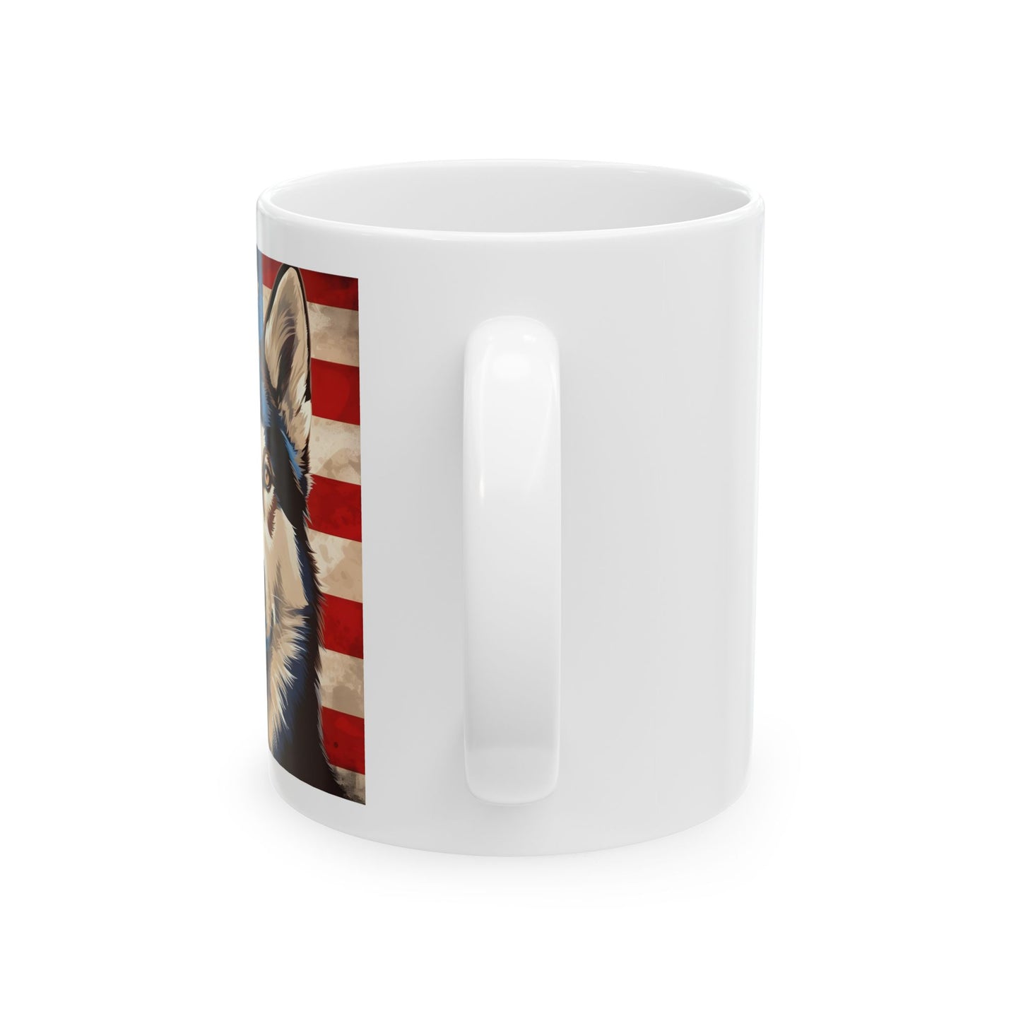 Patriotic Siberian Husky Ceramic Mug, (11oz)