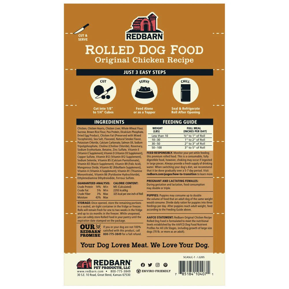 Red Barn Rolled Dog Food - Original Chicken Recipe 4 oz (Charcuterie Size)