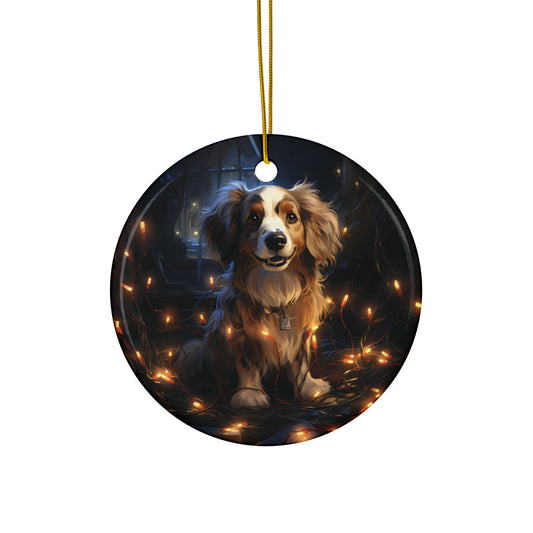 Christmas Ornament - Dog with Twinkle Lights