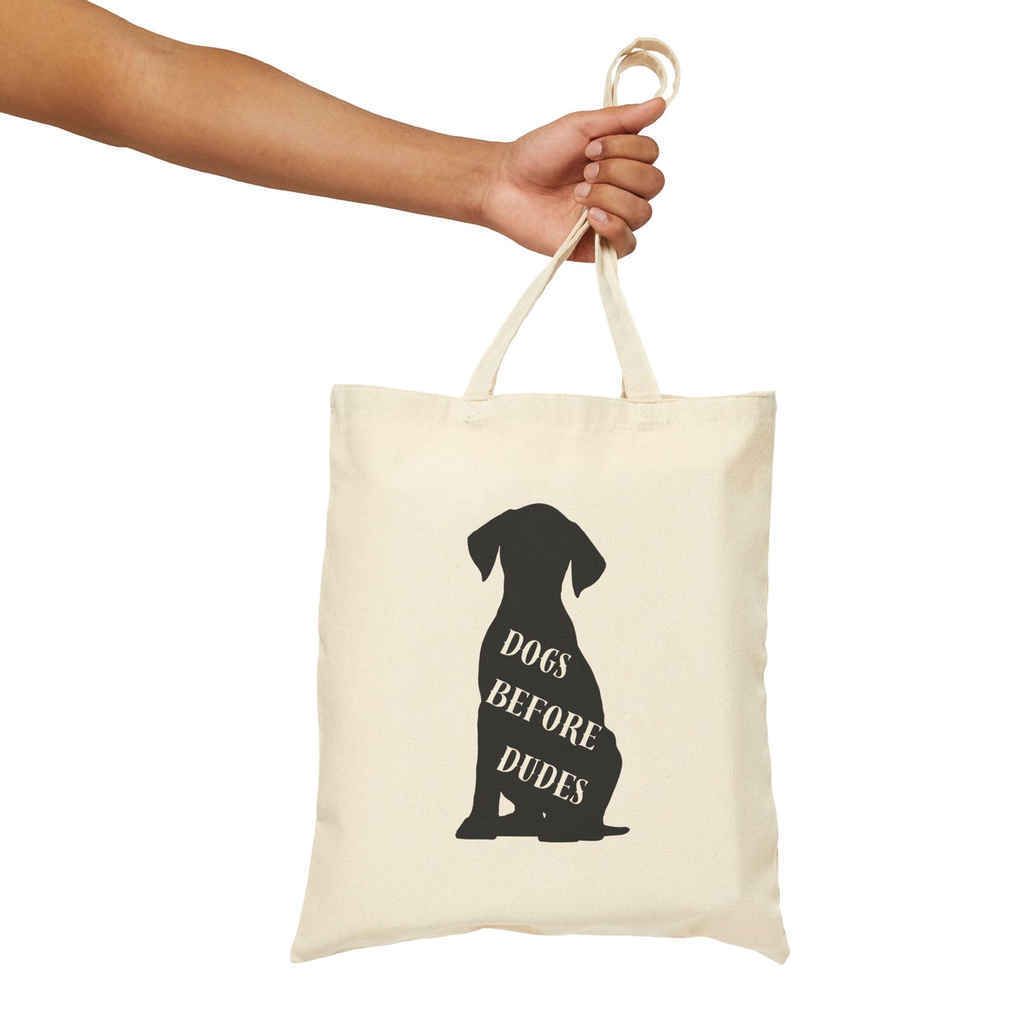 'Dogs Before Dudes' Cotton Canvas Tote Bag