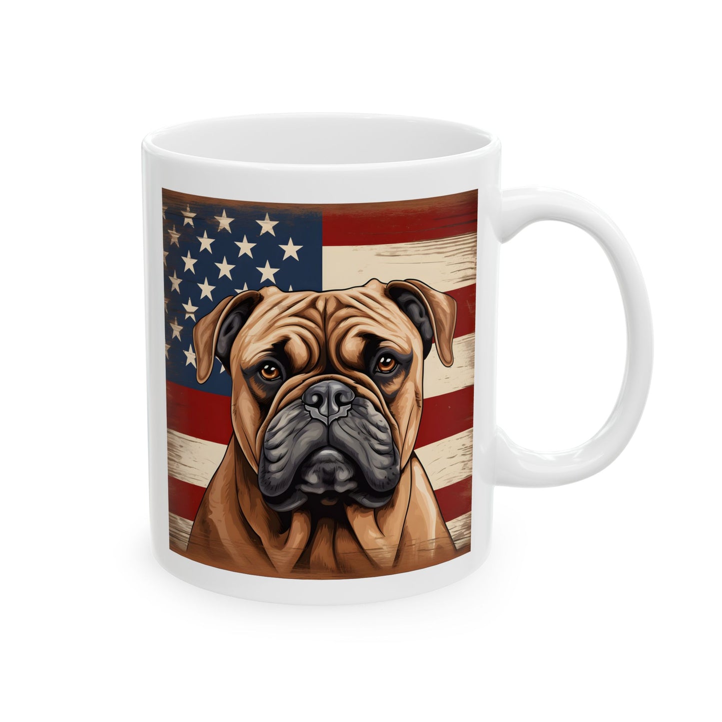 Patriotic Bulldog Ceramic Mug, (11oz)