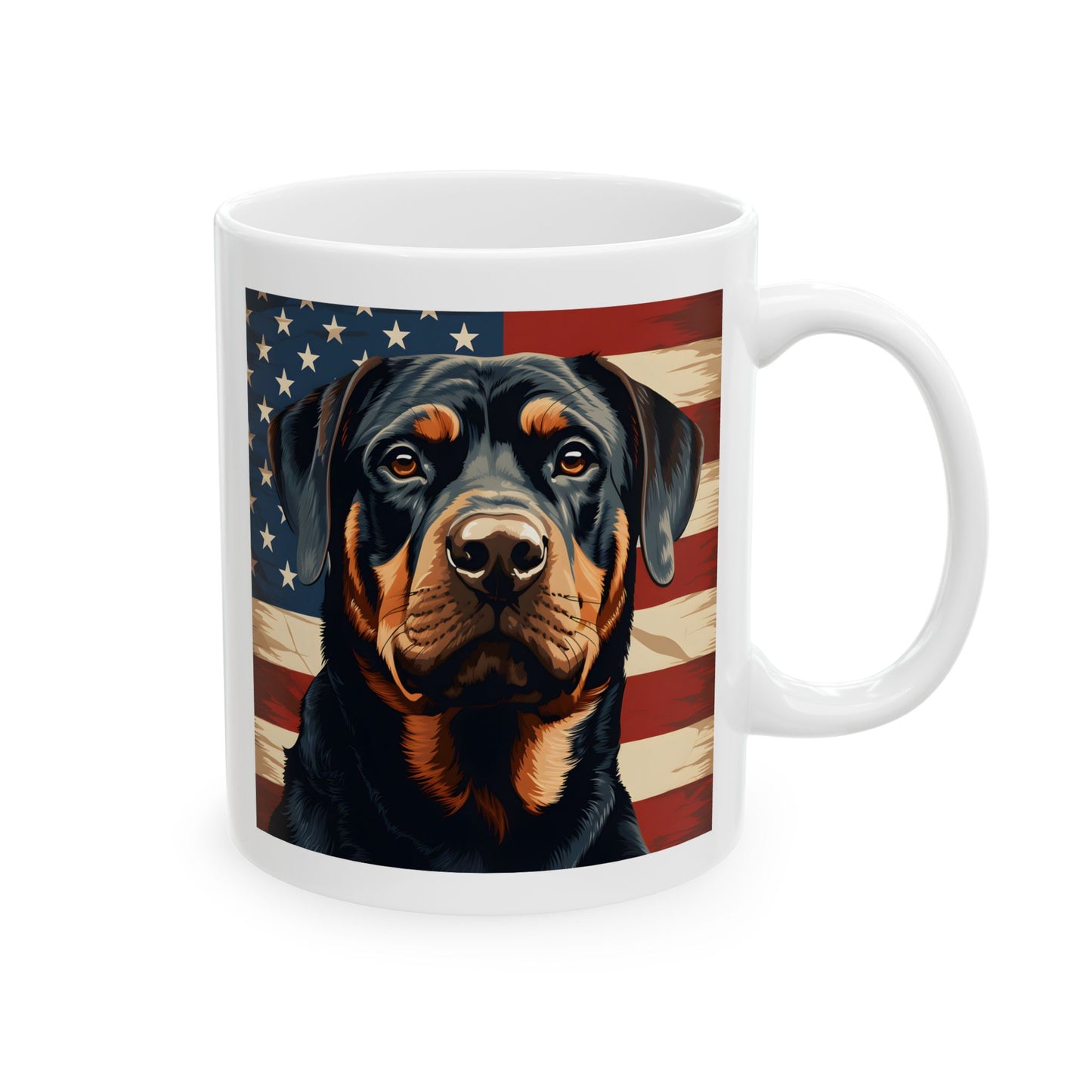 Patriotic Rottweiler Ceramic Mug, (11oz)