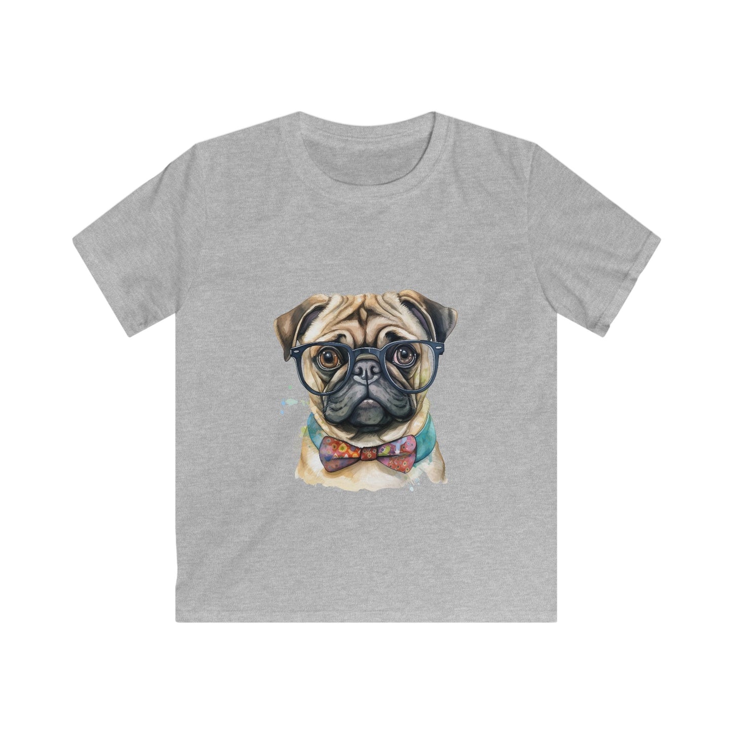 Kids Softstyle T- Shirt - Pug in a Bow Tie