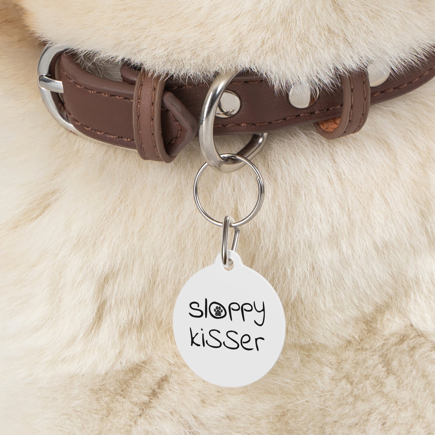 Funny Dog Tag "Sloppy Kisser" (1 inch)