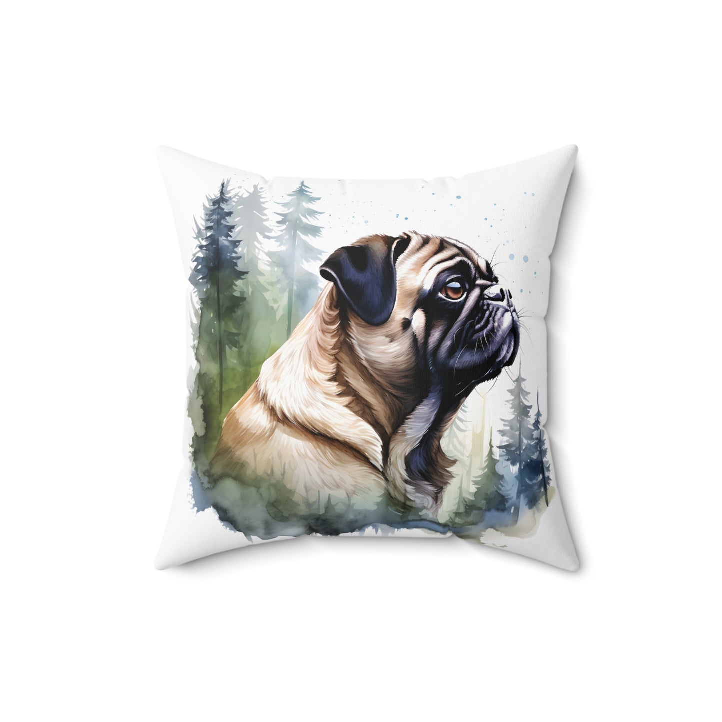 Watercolor Pug Accent Pillow