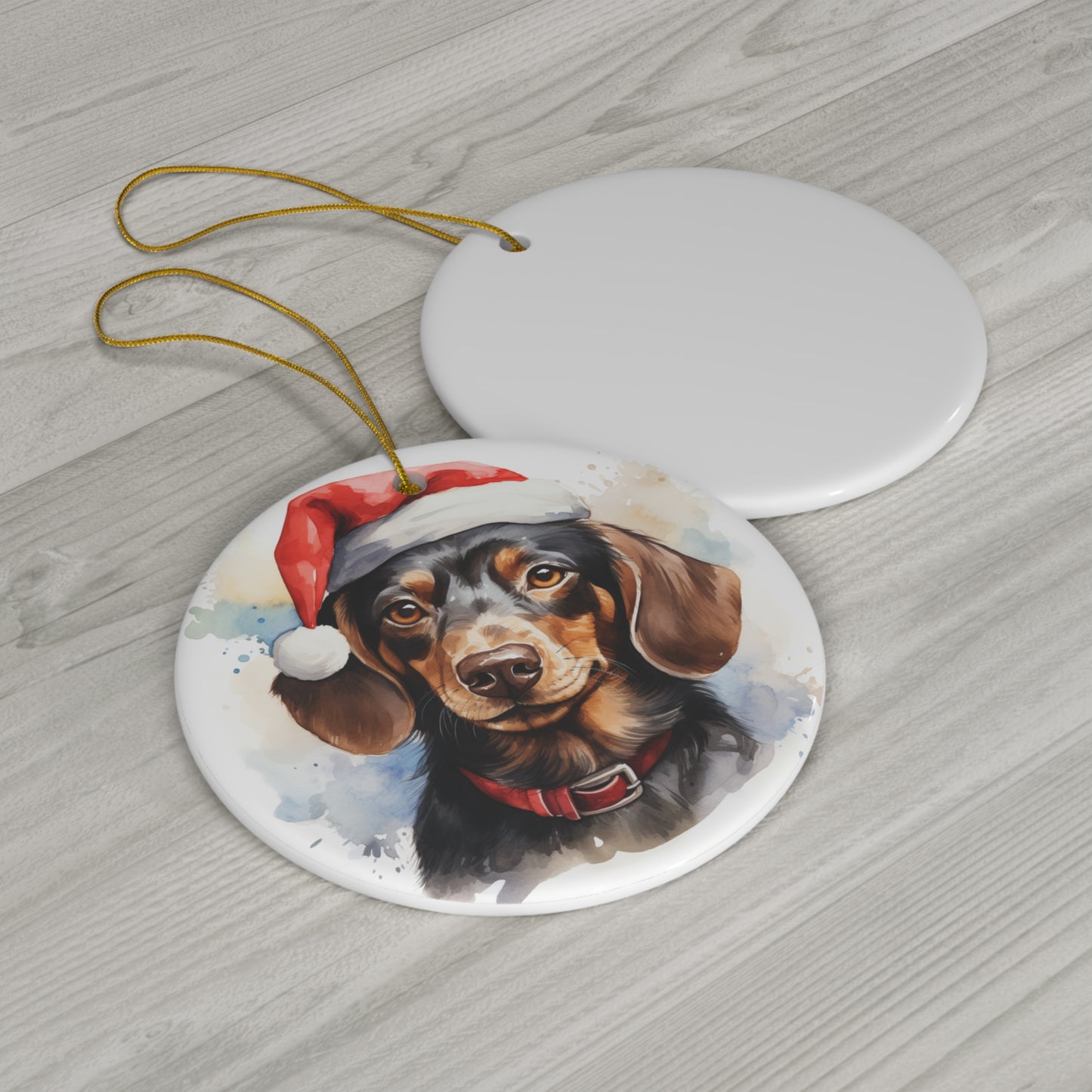 Christmas Ornament - Dachshund in Santa Hat