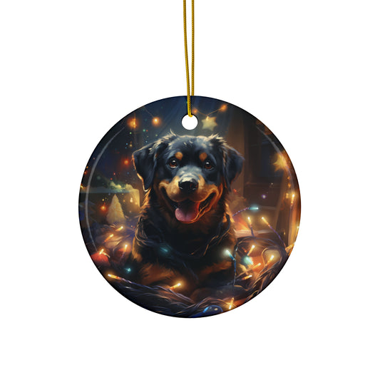 Christmas Ornament - Rottweiler with Twinkle Lights