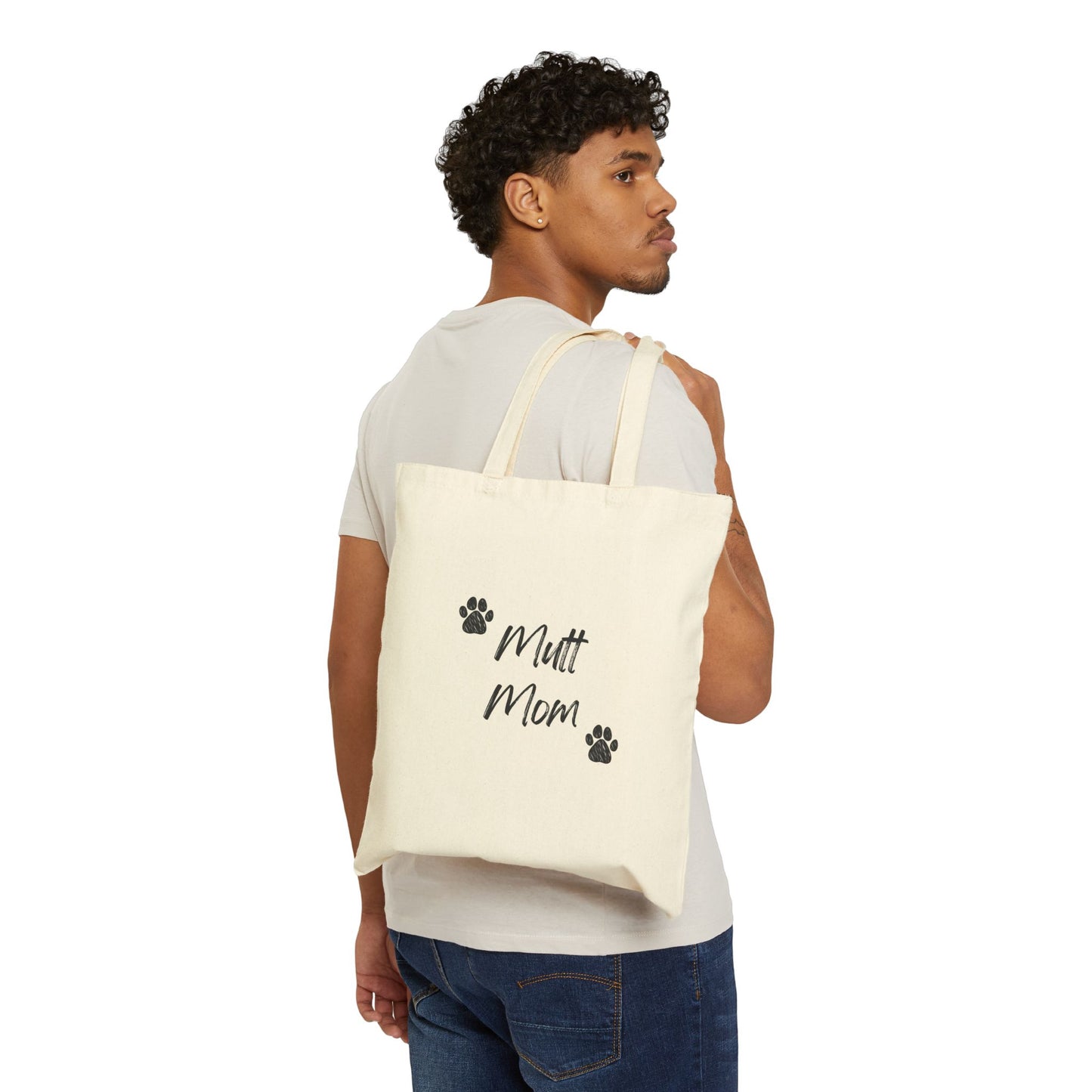 'Mutt Mom' Cotton Canvas Tote Bag