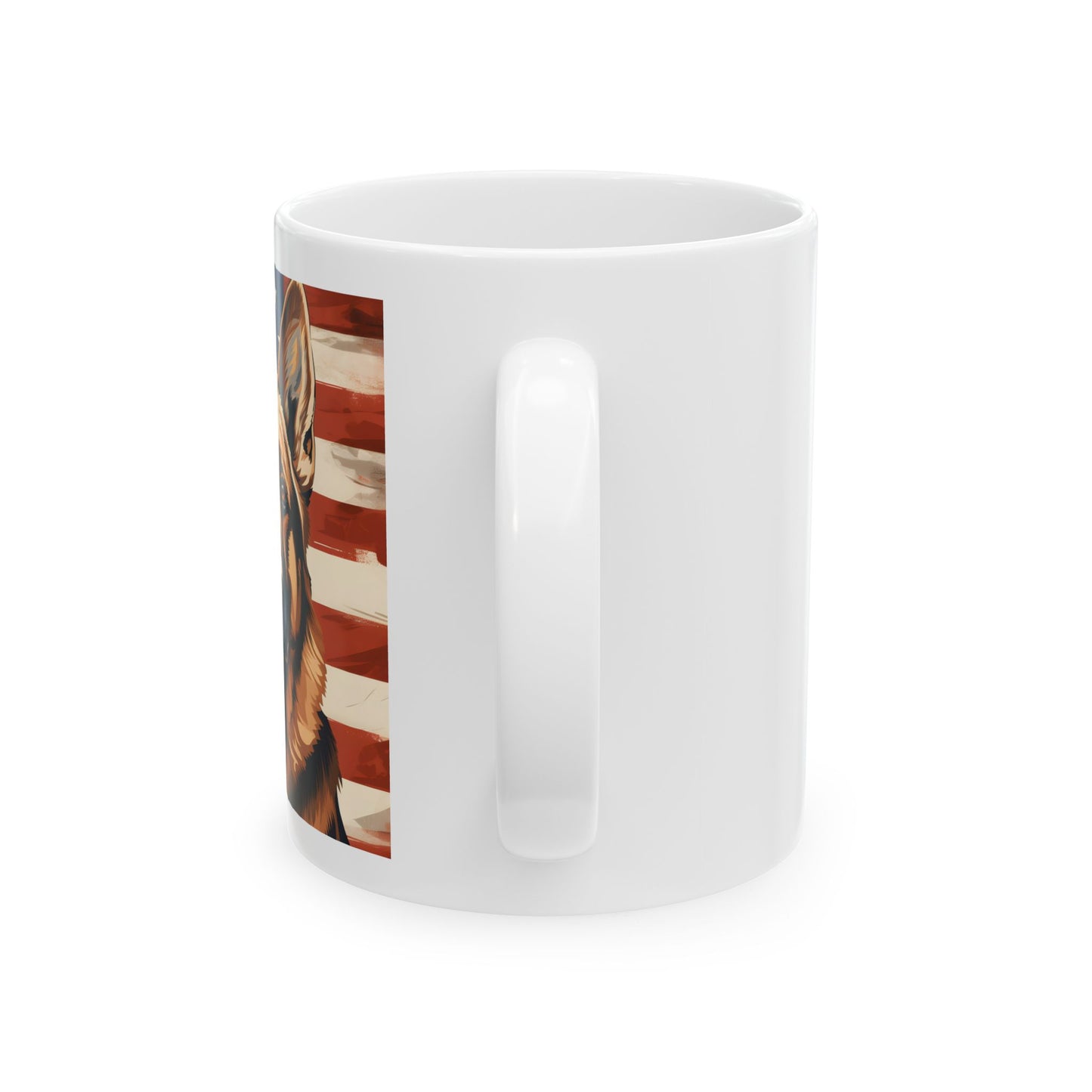 Patriotic German Shepherd Ceramic Mug, (11oz)