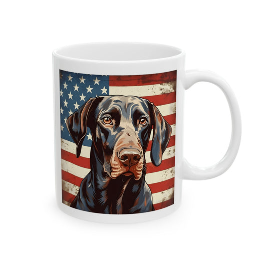 Patriotic German Shorthaired Pointer Ceramic Mug, (11oz)