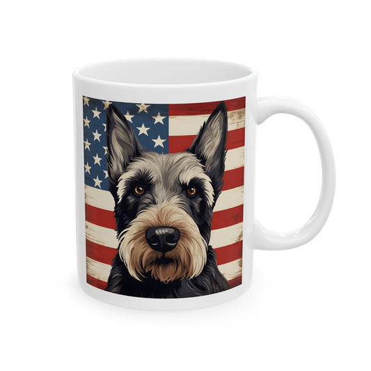 Patriotic Scottish Terrier Ceramic Mug, (11oz)