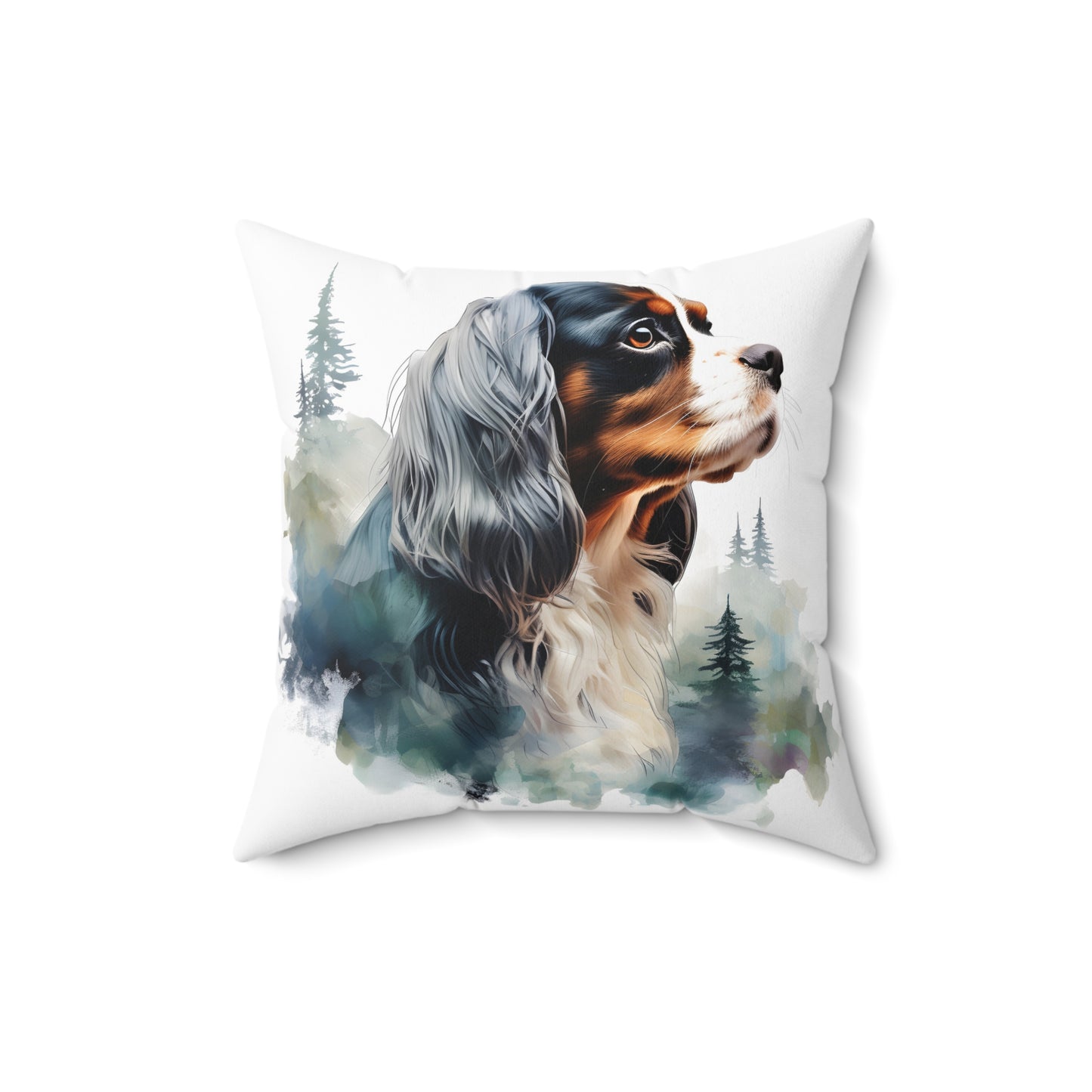 Watercolor Cavalier King Charles Spaniel Accent Pillow