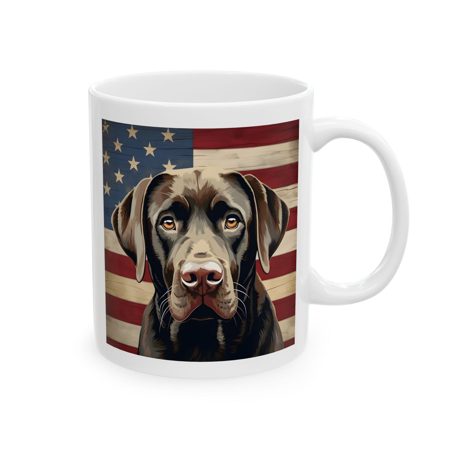 Patriotic Labrador Retriever Ceramic Mug, (11oz)