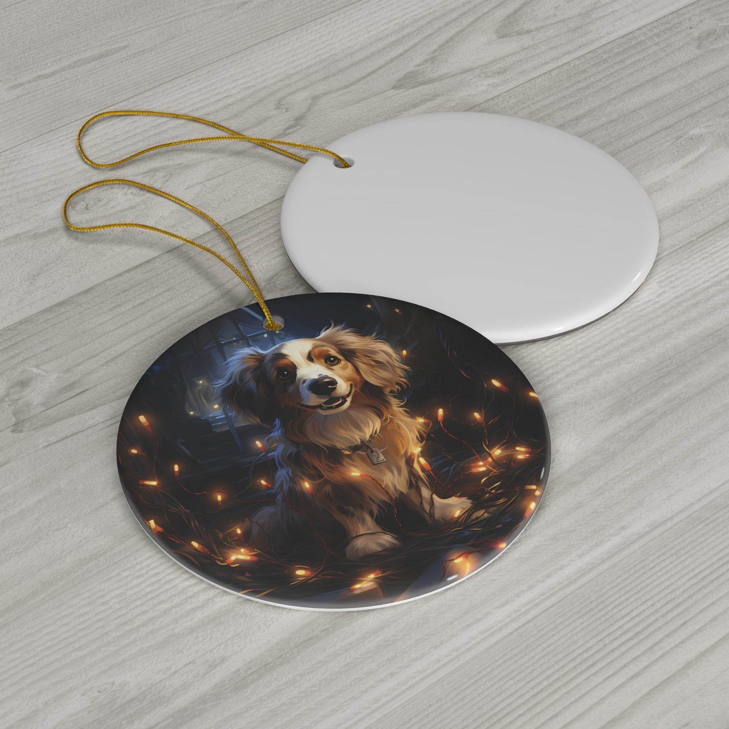 Christmas Ornament - Dog with Twinkle Lights