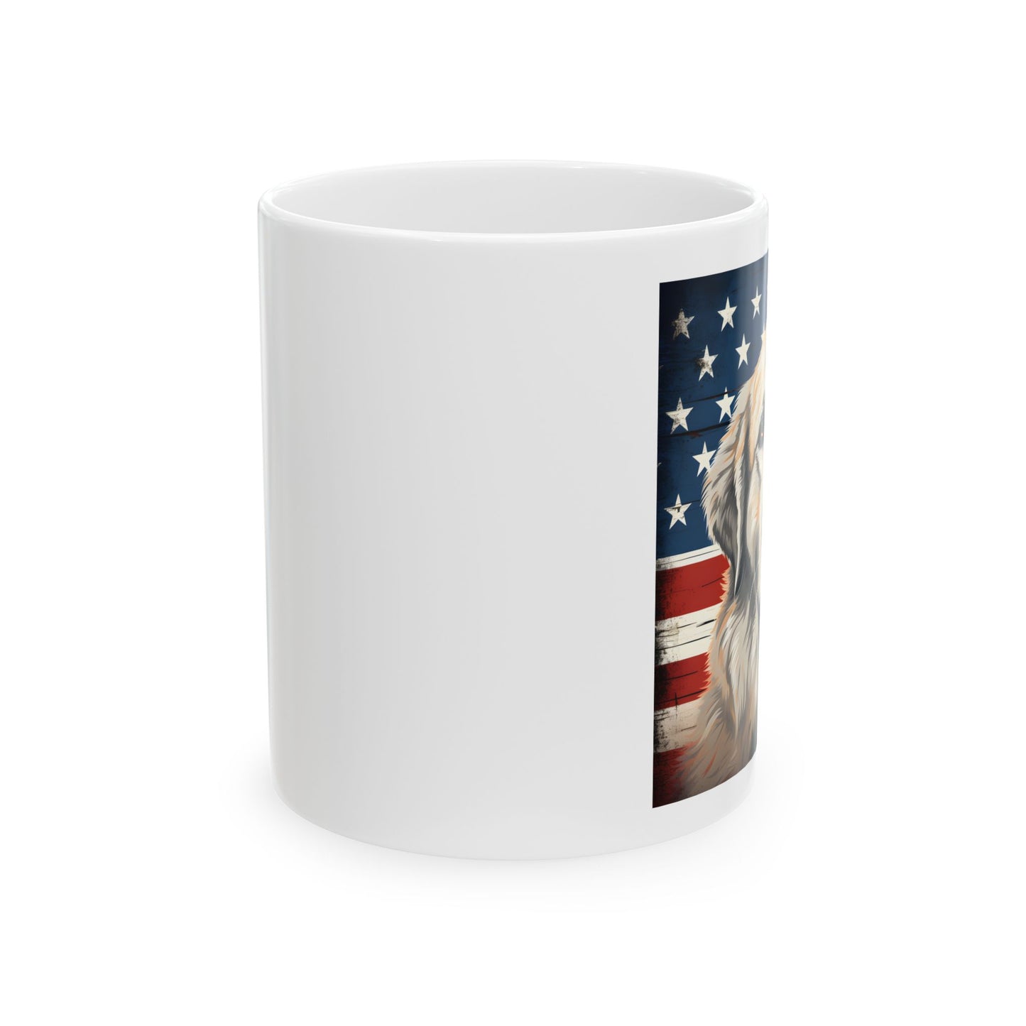 Patriotic Great Pyrenees Ceramic Mug, (11oz)