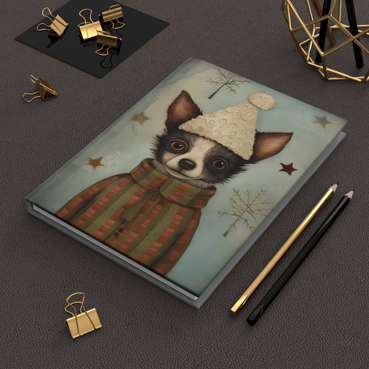 Quirky Christmas Dog - Hardcover Journal Notebook