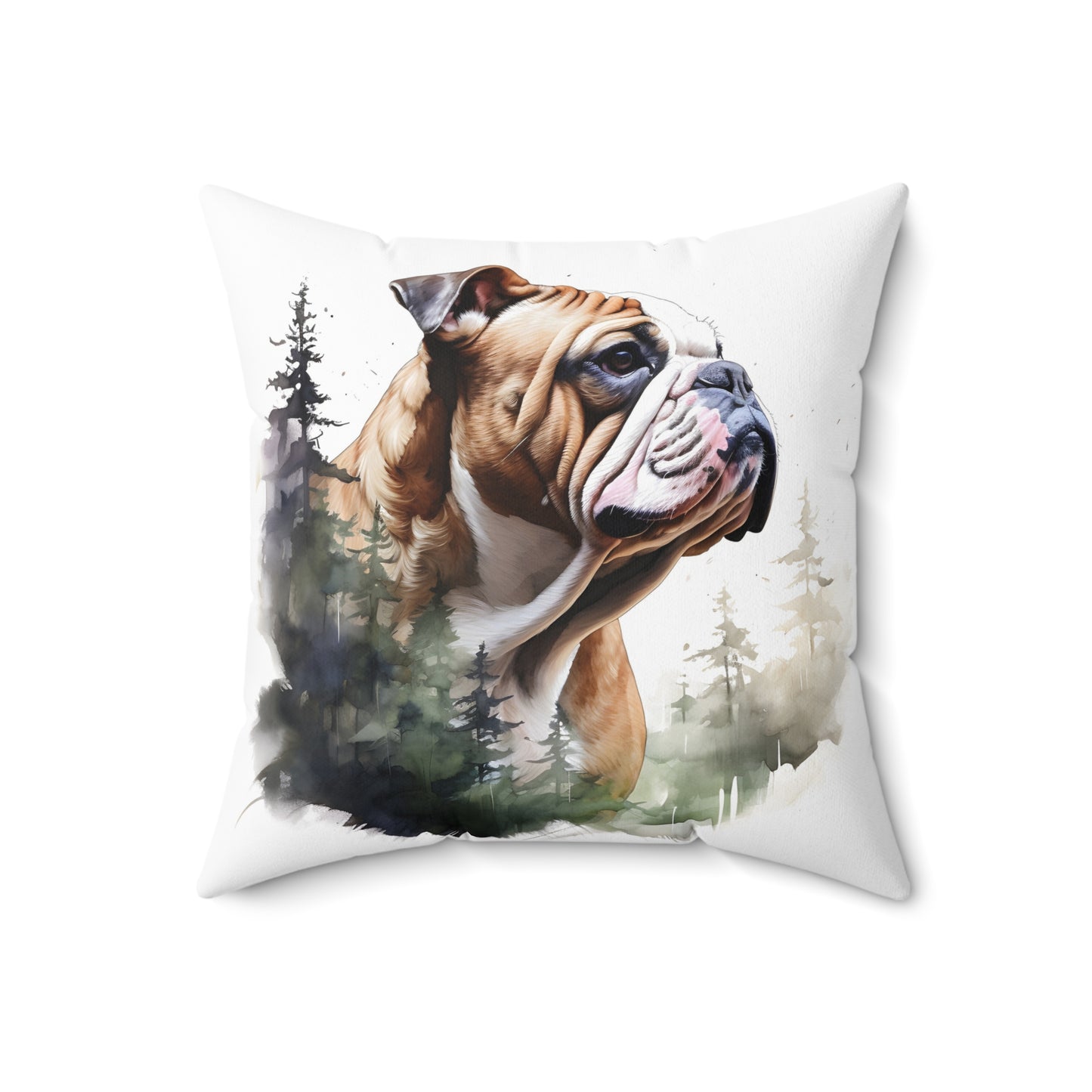 Watercolor English Bulldog Accent Pillow