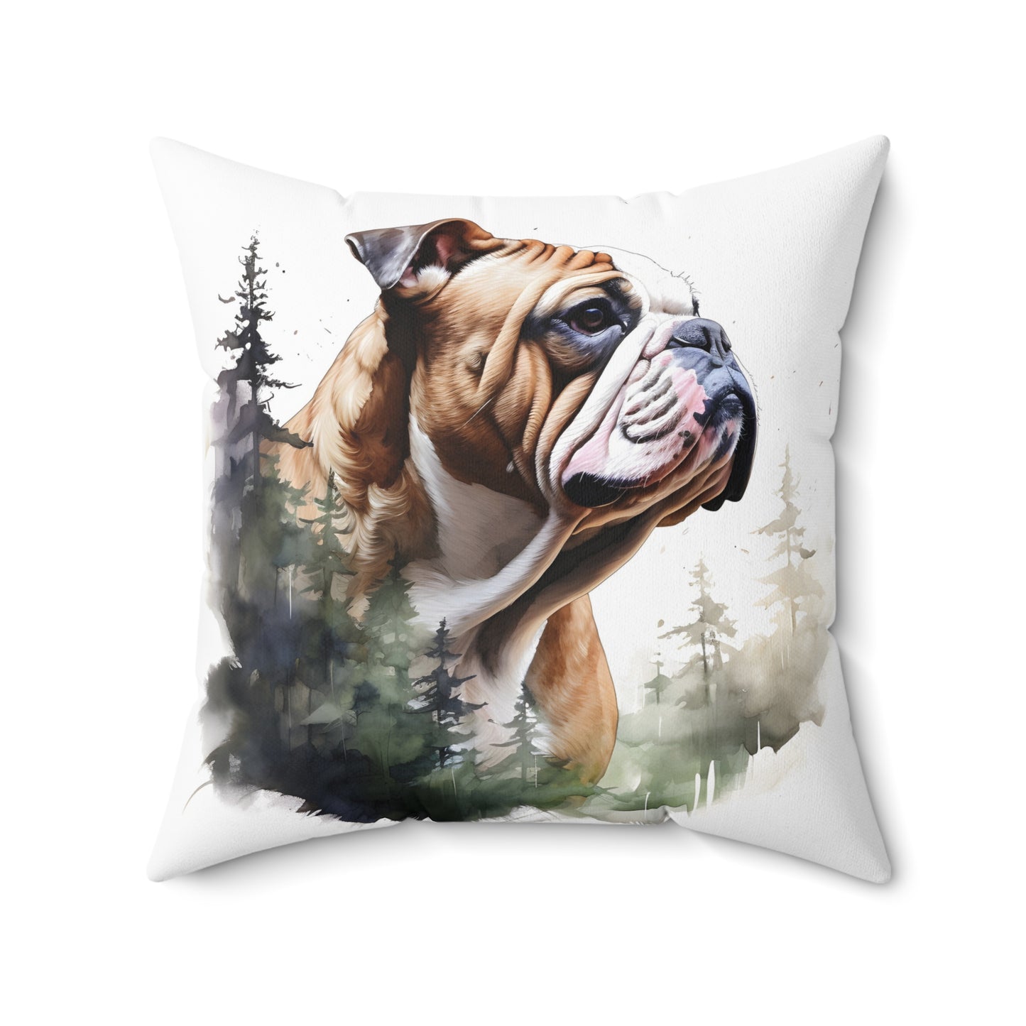 Watercolor English Bulldog Accent Pillow