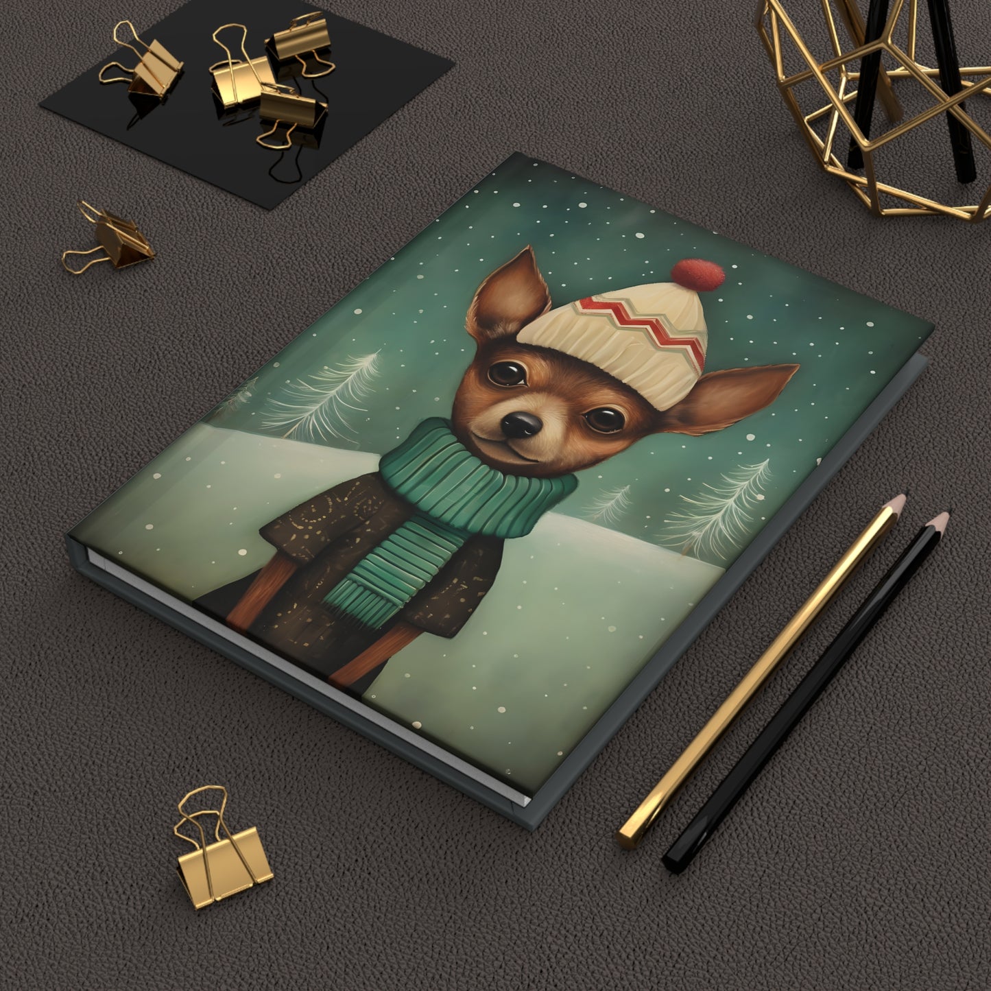 Quirky Christmas Chihuahua - Hardcover Journal Notebook