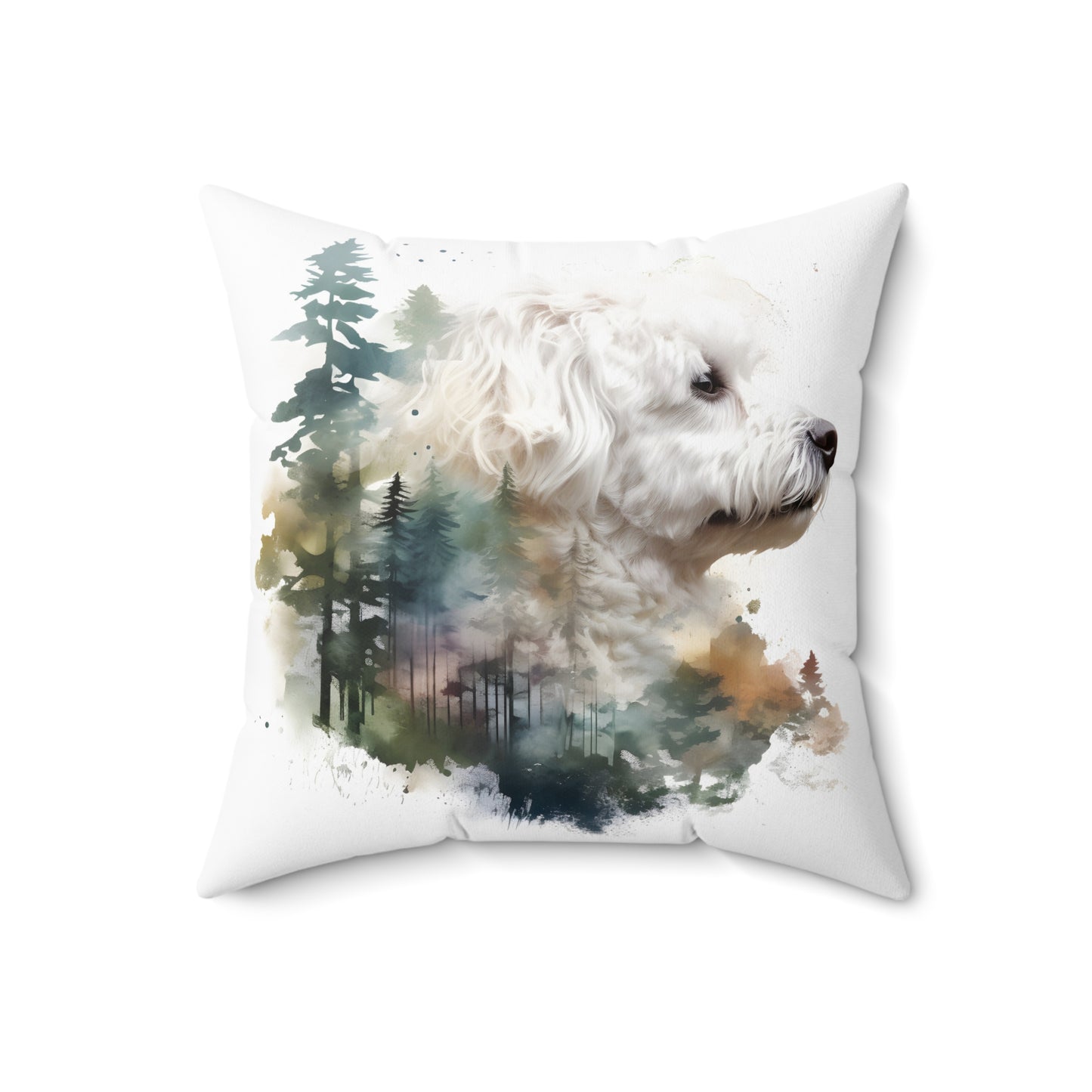 Watercolor Bichon Frise Accent Pillow