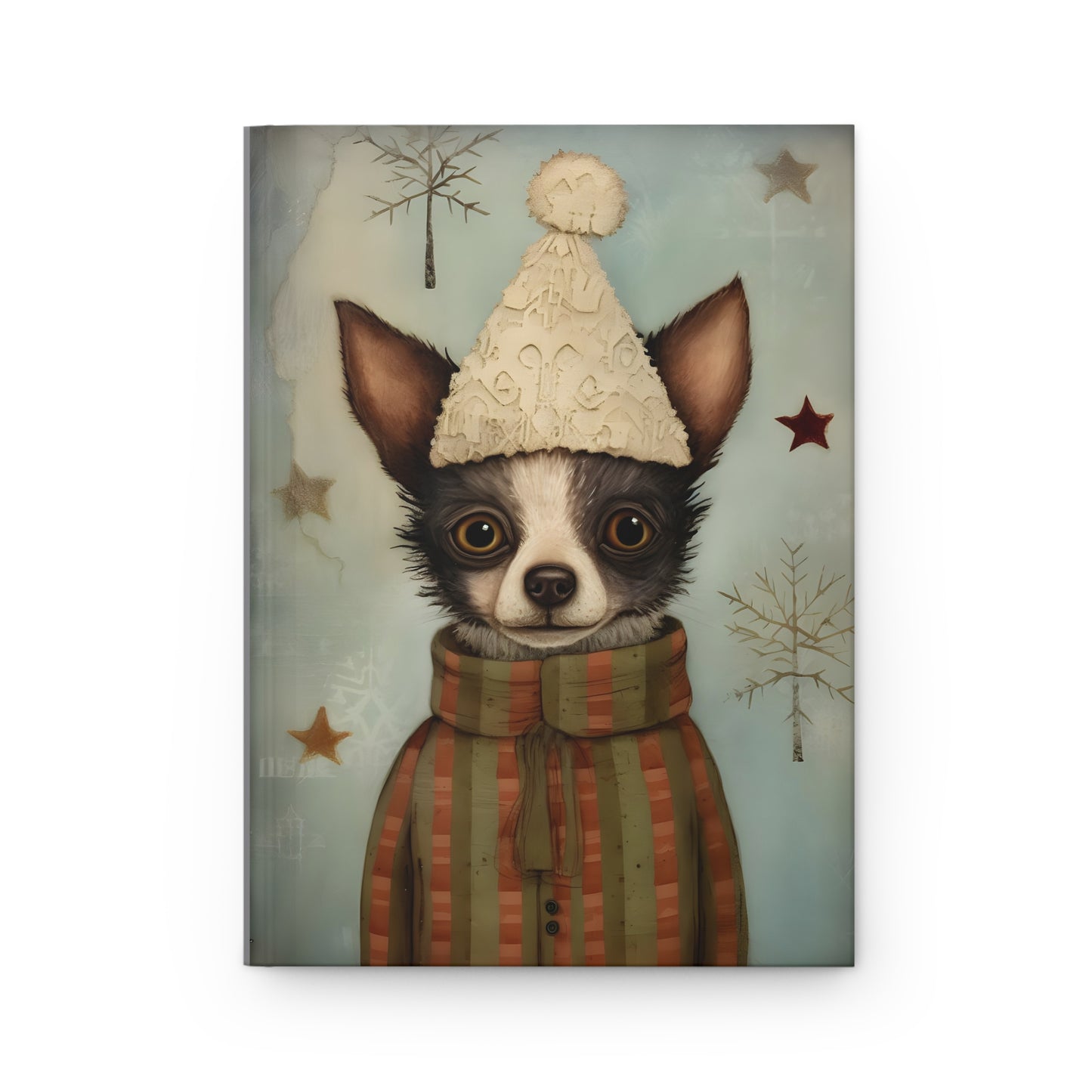 Quirky Christmas Dog - Hardcover Journal Notebook