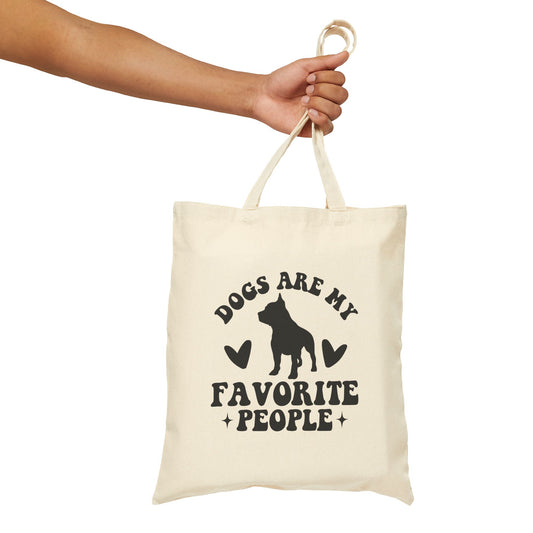 'Dogs Are My Favorite People' Cotton Canvas Tote Bag