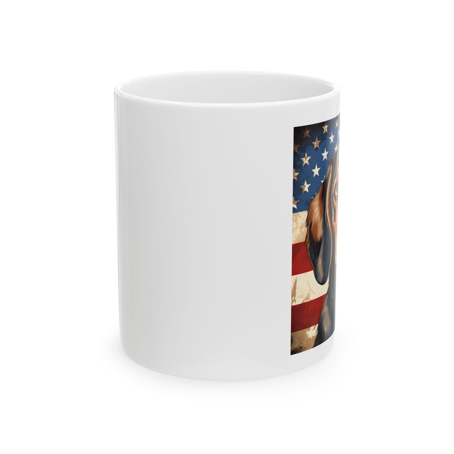 Patriotic Dachshund Ceramic Mug, (11oz)