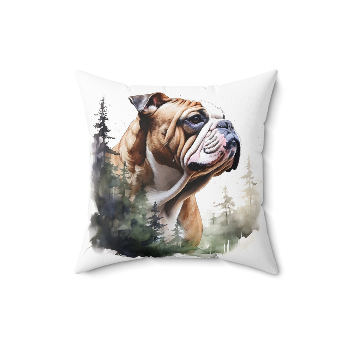 Watercolor English Bulldog Accent Pillow