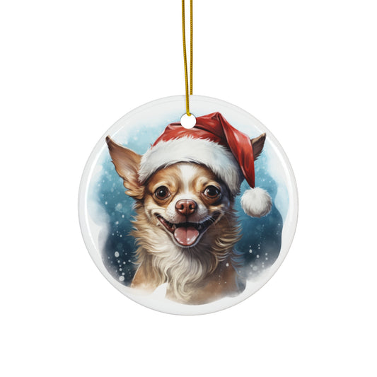 Christmas Ornament - Chihuahua in Santa Hat