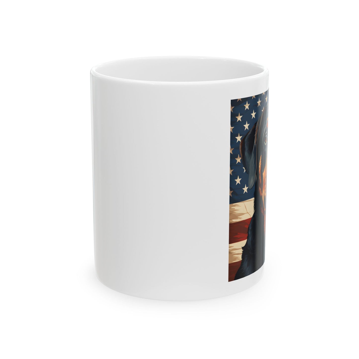 Patriotic Rottweiler Ceramic Mug, (11oz)