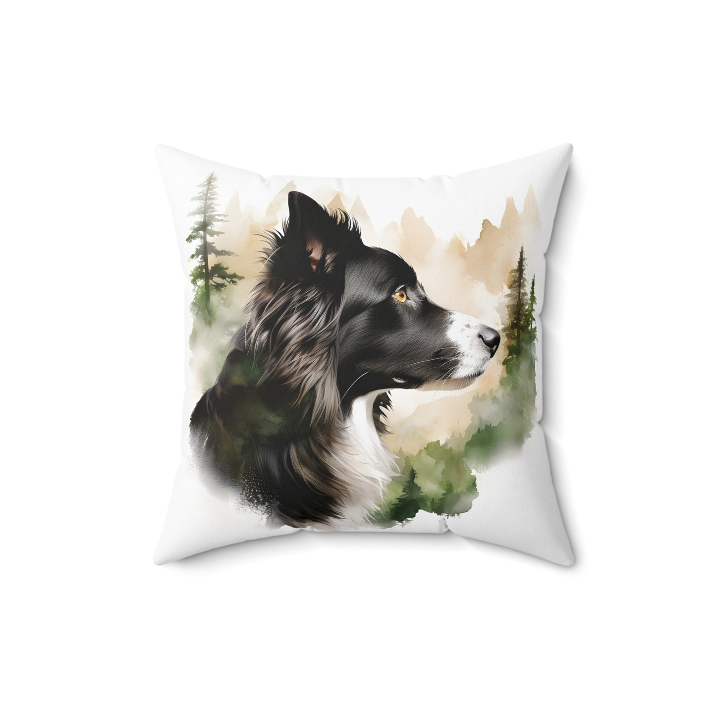 Watercolor Border Collie Accent Pillow