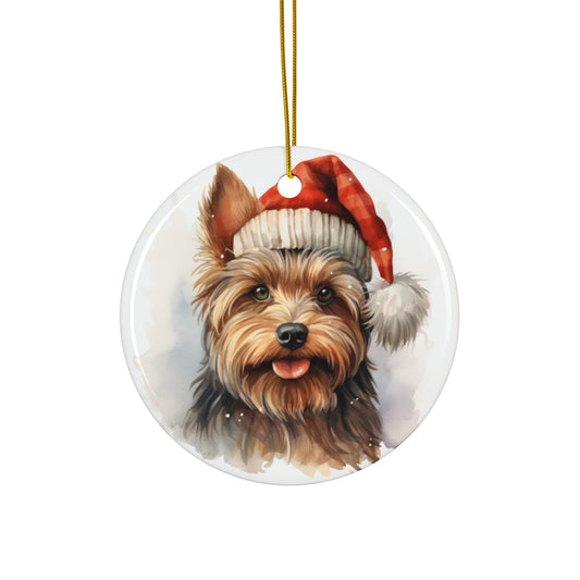 Christmas Ornament - Yorkshire Terrier in Santa Hat