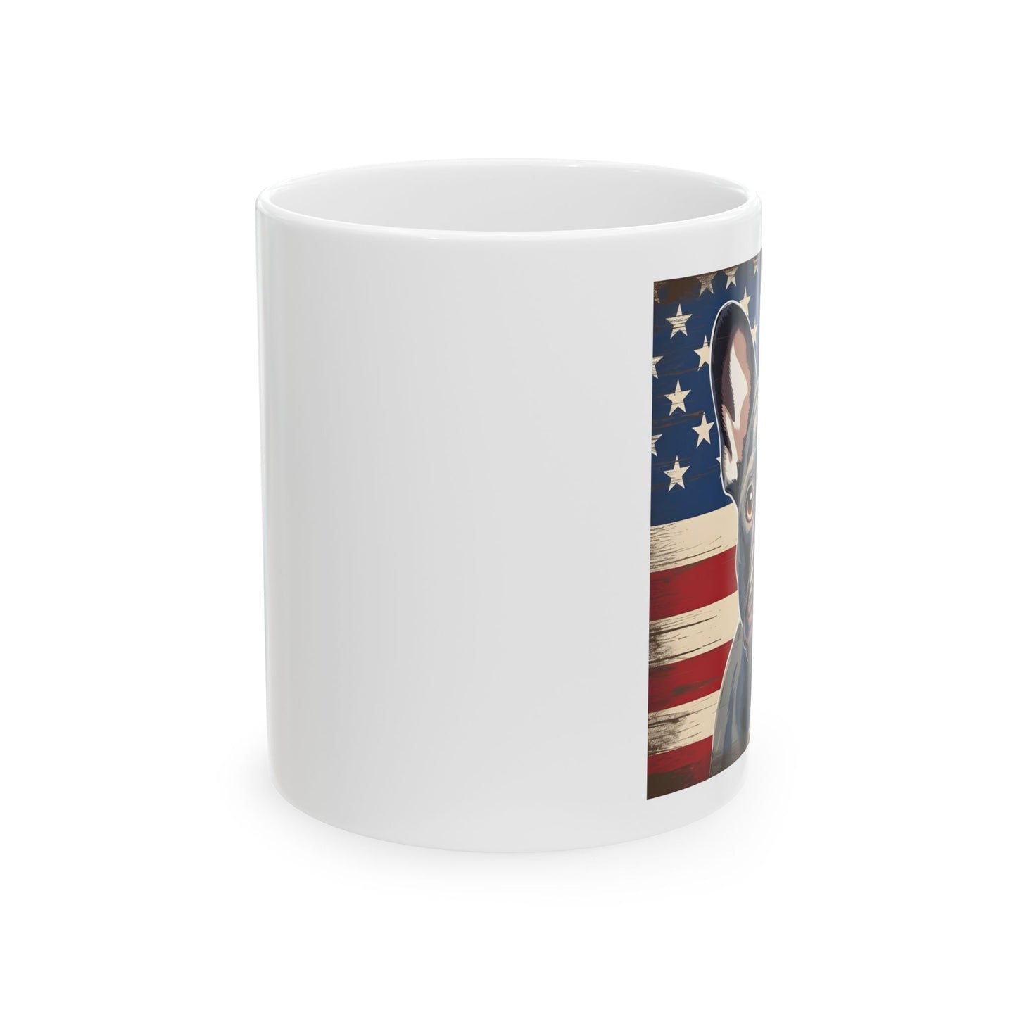 Patriotic French Bulldog Ceramic Mug, (11oz)