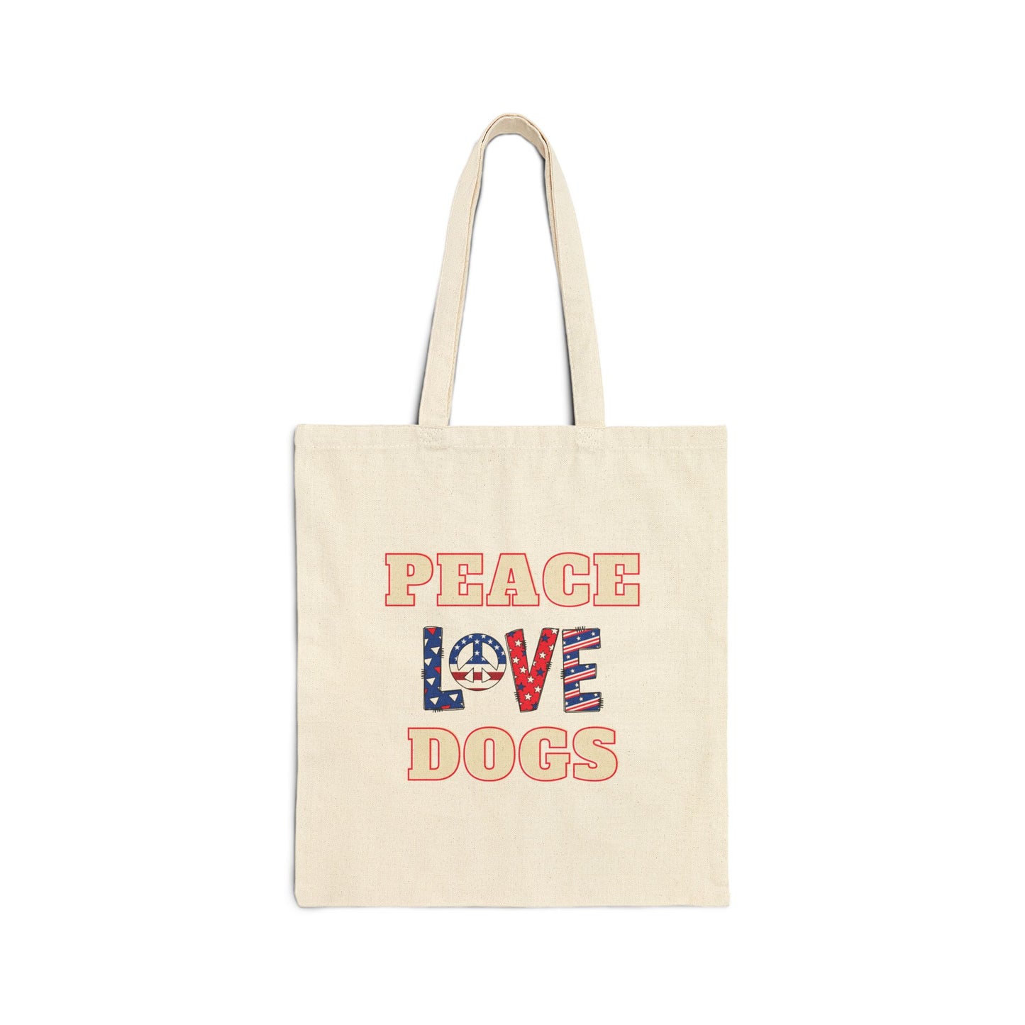 'Peace, Love, Dogs' Cotton Canvas Tote Bag