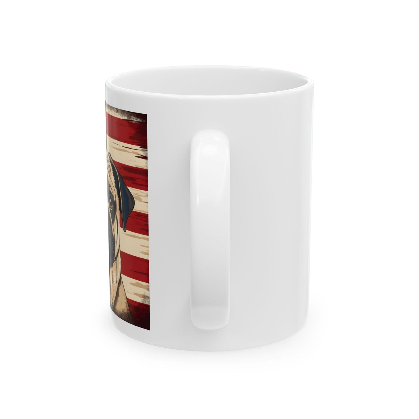 Patriotic Pug Ceramic Mug, (11oz)