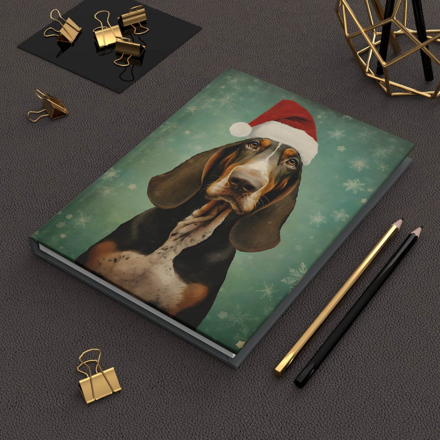 Quirky Christmas Hound - Hardcover Journal Notebook