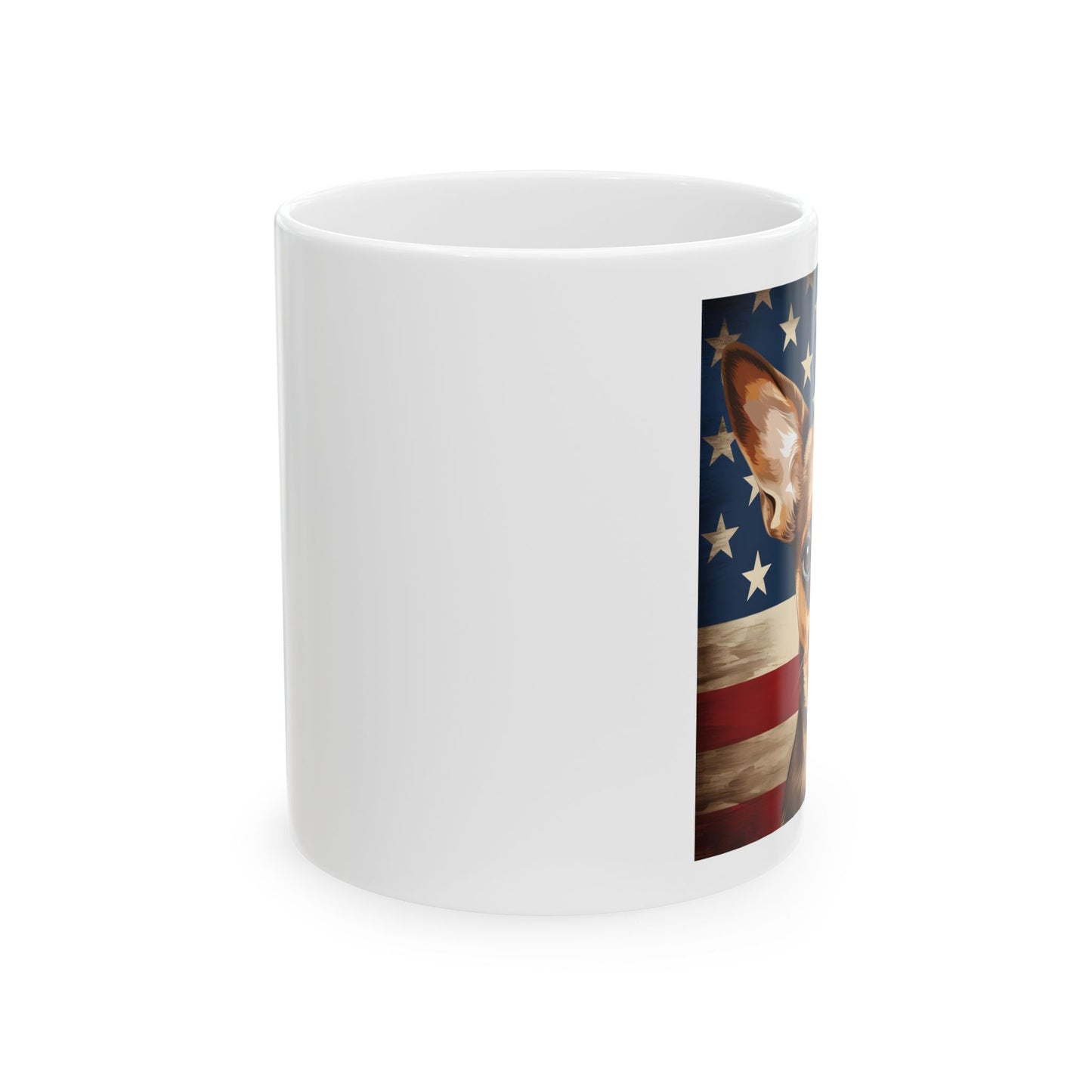 Patriotic Chihuahua Ceramic Mug, (11oz)