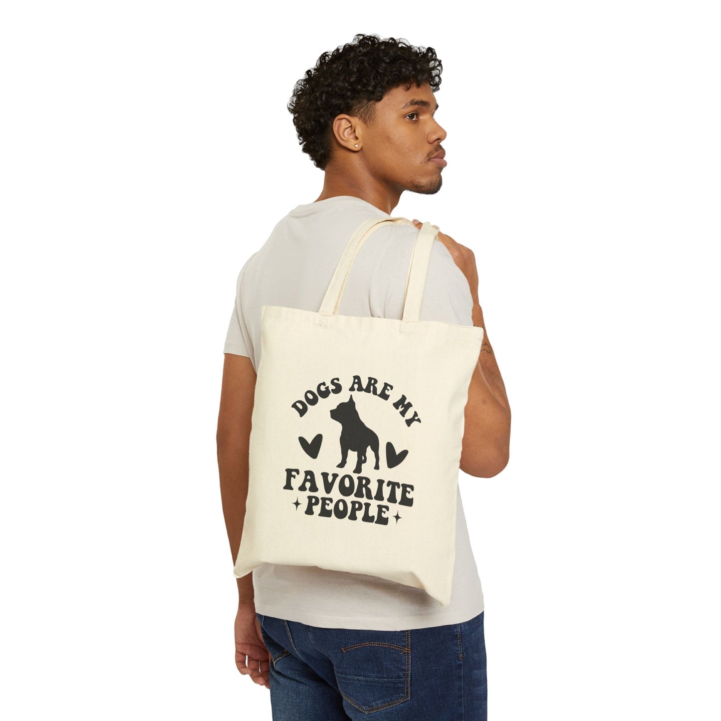 'Dogs Are My Favorite People' Cotton Canvas Tote Bag