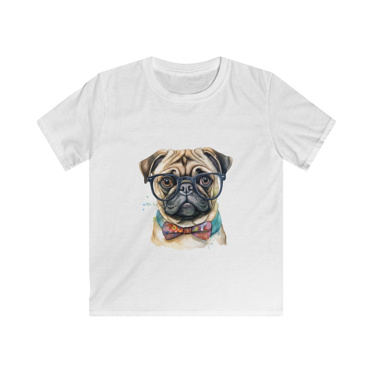 Kids Softstyle T- Shirt - Pug in a Bow Tie