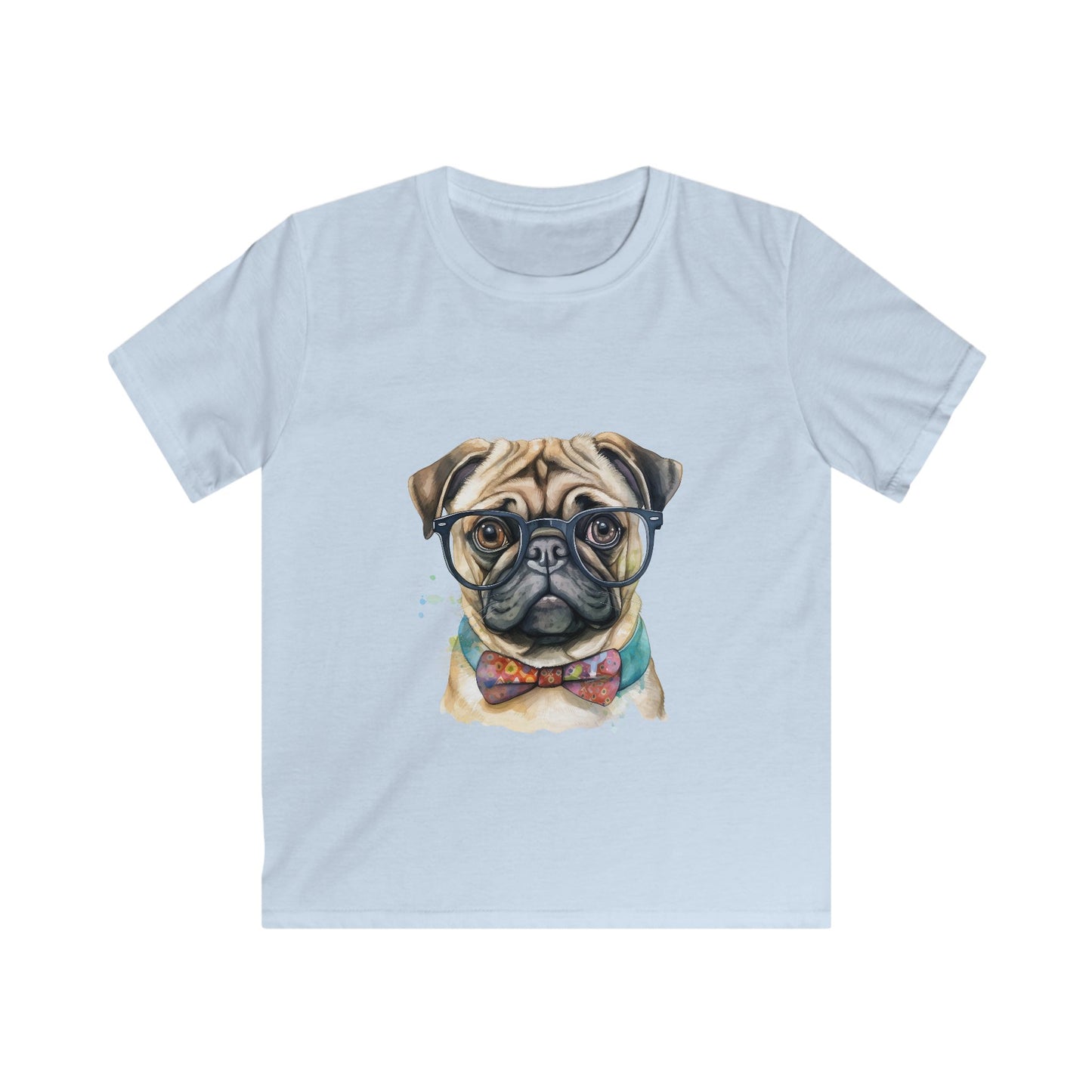 Kids Softstyle T- Shirt - Pug in a Bow Tie