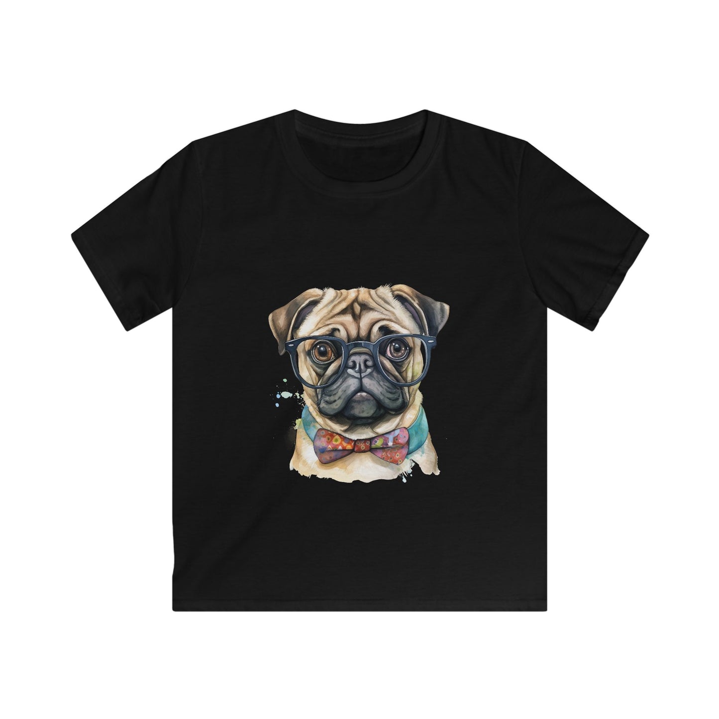 Kids Softstyle T- Shirt - Pug in a Bow Tie