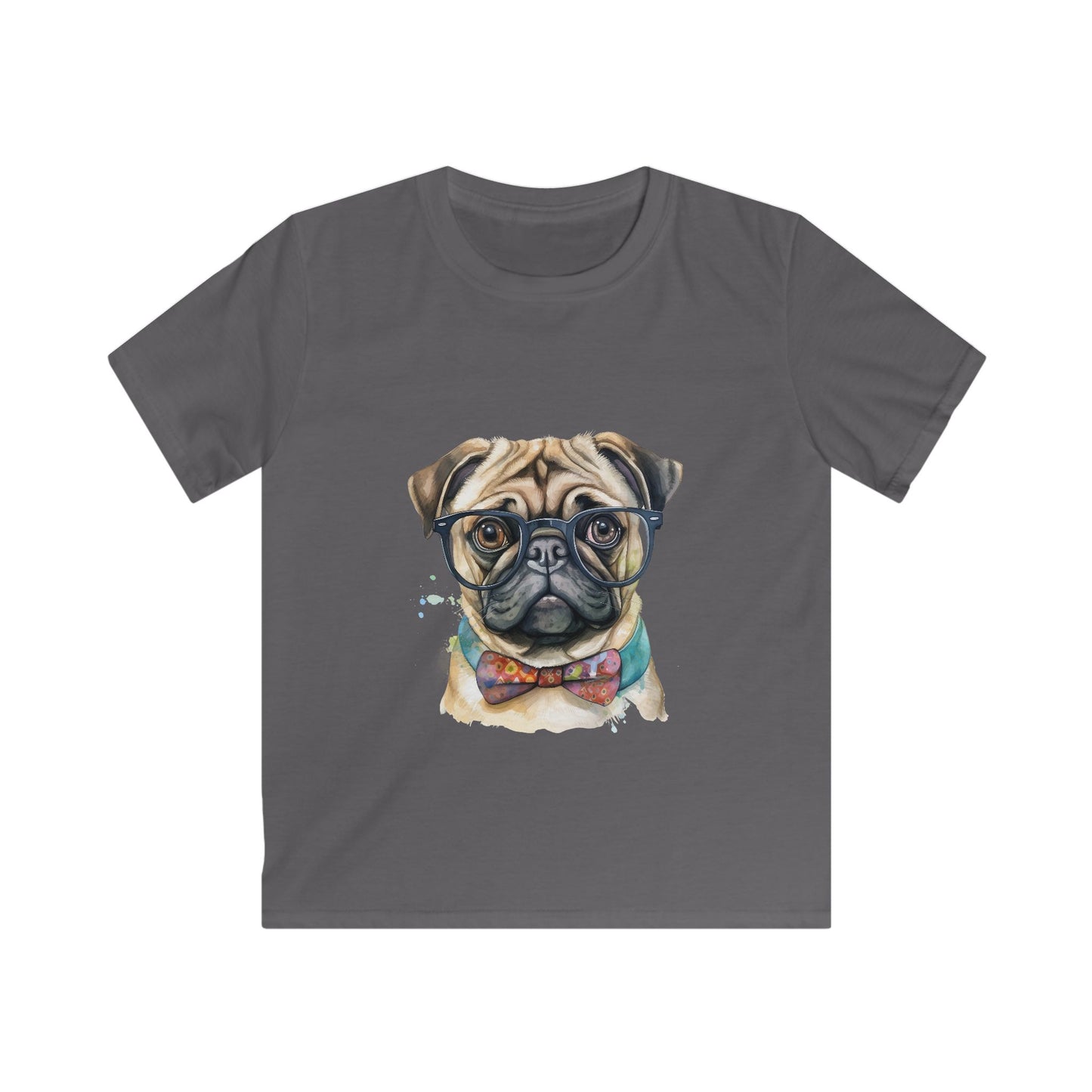 Kids Softstyle T- Shirt - Pug in a Bow Tie