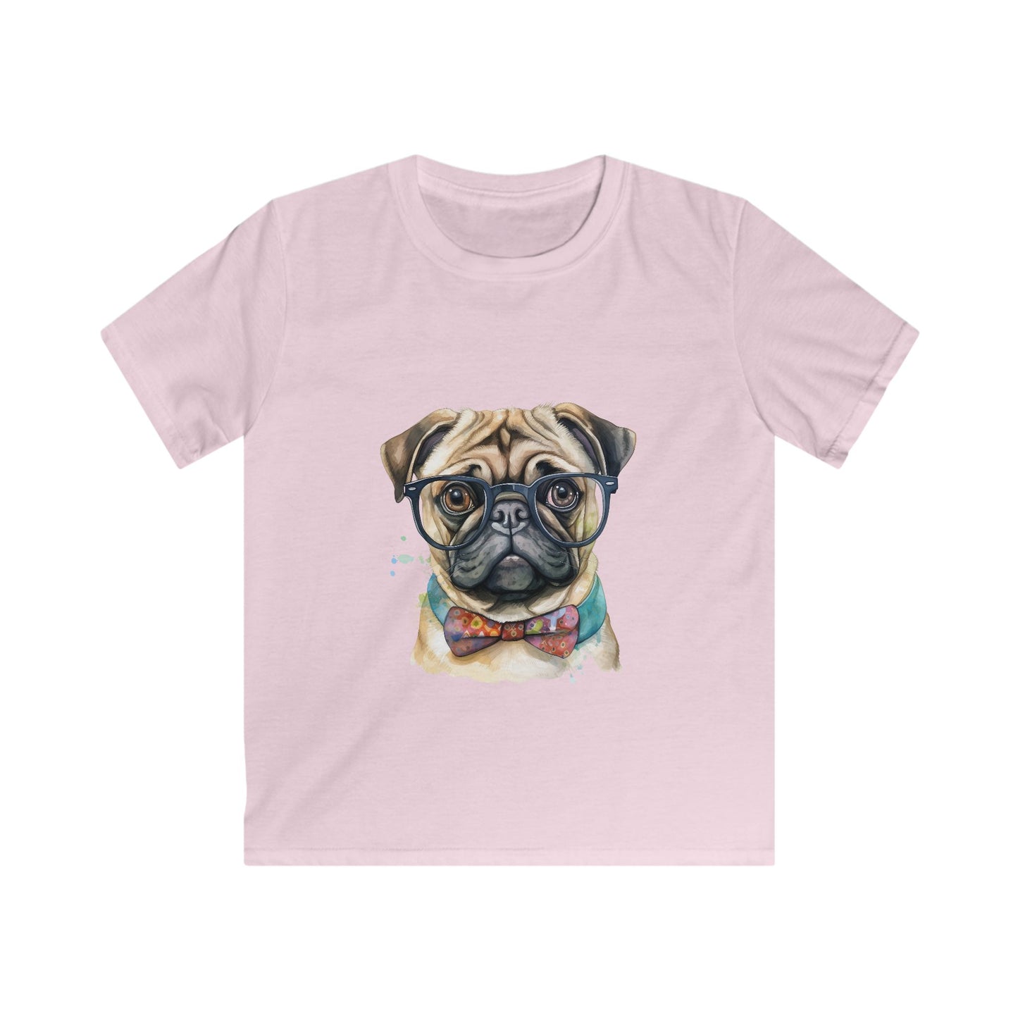 Kids Softstyle T- Shirt - Pug in a Bow Tie