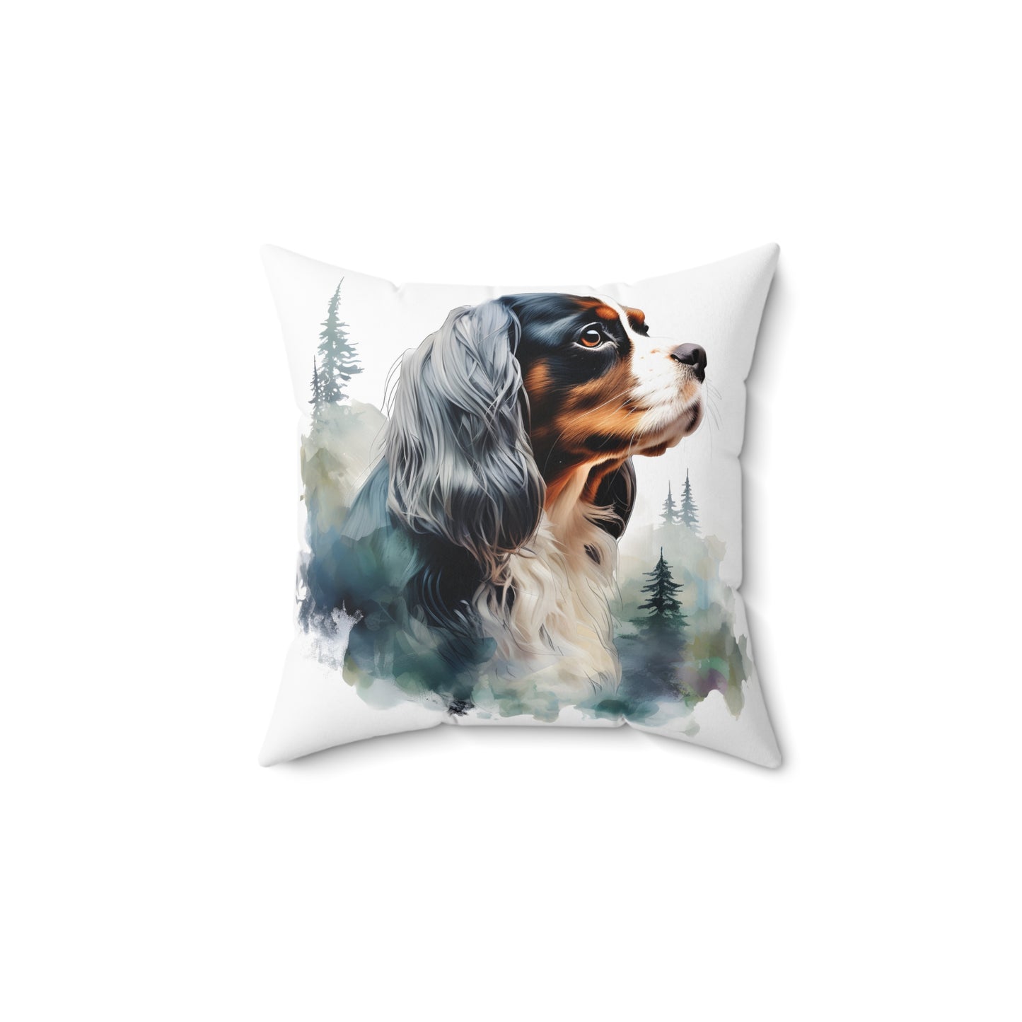 Watercolor Cavalier King Charles Spaniel Accent Pillow