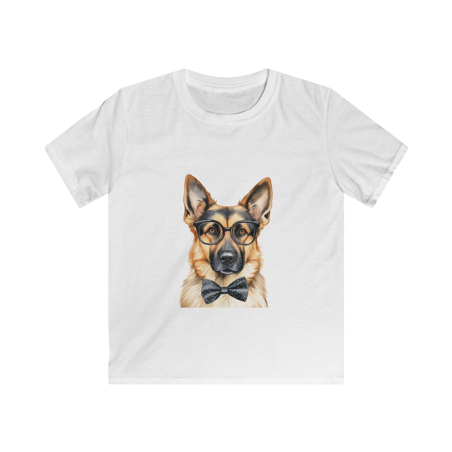 Kids Softstyle T- Shirt - German Shepherd in a Bow Tie