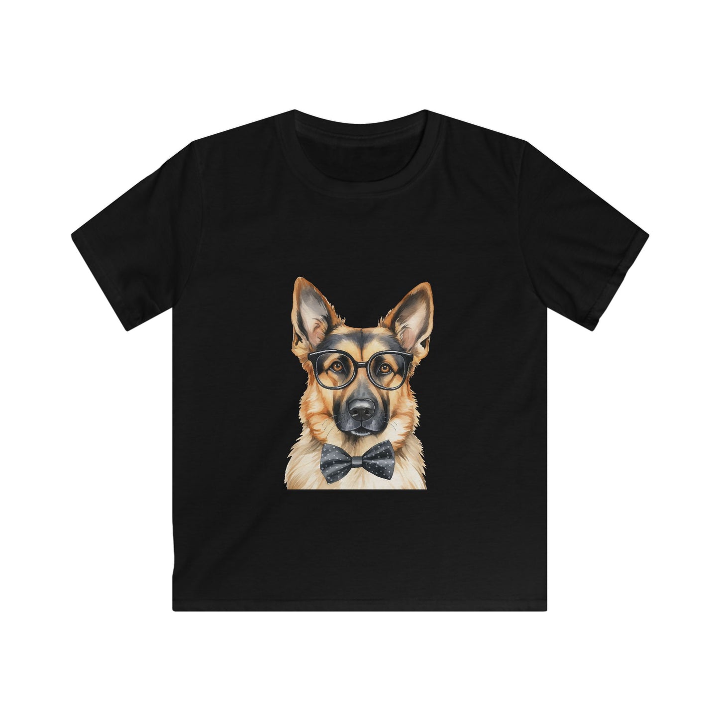 Kids Softstyle T- Shirt - German Shepherd in a Bow Tie